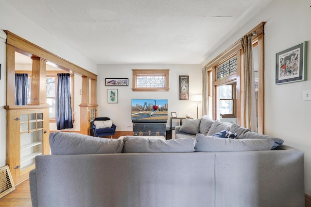 living area featuring light wood-style floors