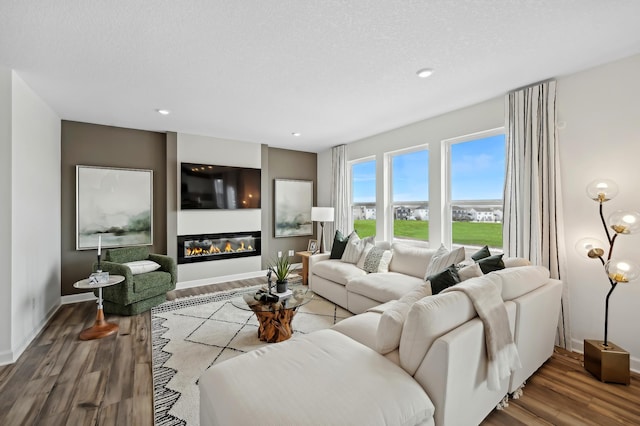 2461 Jandell Ave NE, Saint Michael, MN 55376 - living area with wood finished floors, recessed lighting, and a glass covered fireplace