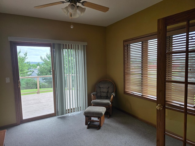 1073 Harvest Way, Lake City, MN 55041 - living area with a ceiling fan, carpet flooring, and healthy amount of natural light