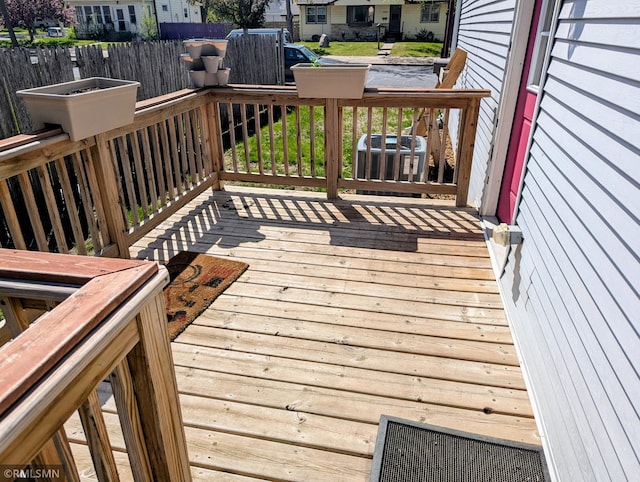deck with a residential view