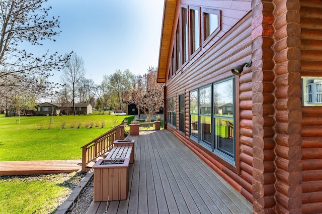 37009 Blarney Beach Rd, Everts Twp, MN 56515 - wooden terrace featuring a yard