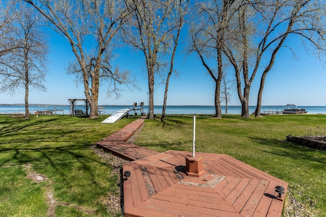 37009 Blarney Beach Rd, Everts Twp, MN 56515 - surrounding community with a lawn and a deck with water view