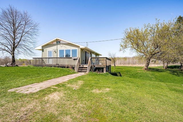 29618 110th Pl, Sturgeon Lake, MN 55783 - view of front of house with a deck and a front yard