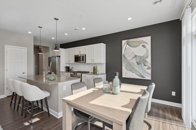14420 Allerton Way, Rosemount, MN 55068 - dining room with dark wood-type flooring, baseboards, and recessed lighting