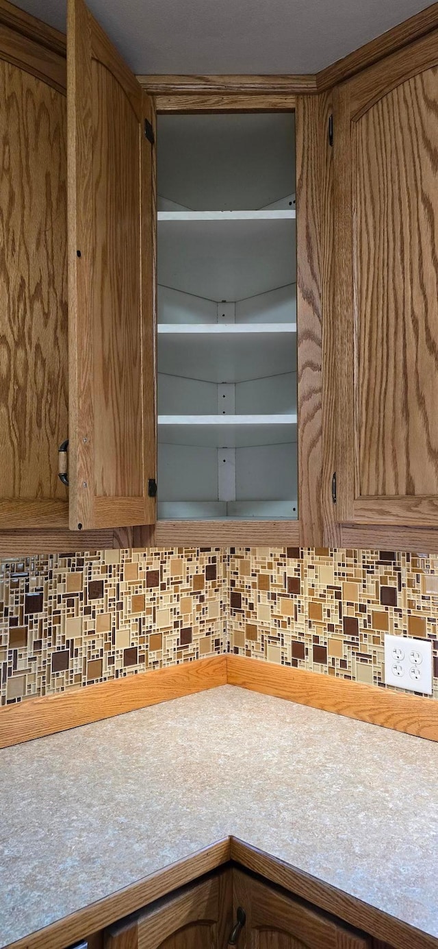 kitchen view of decorative backsplash