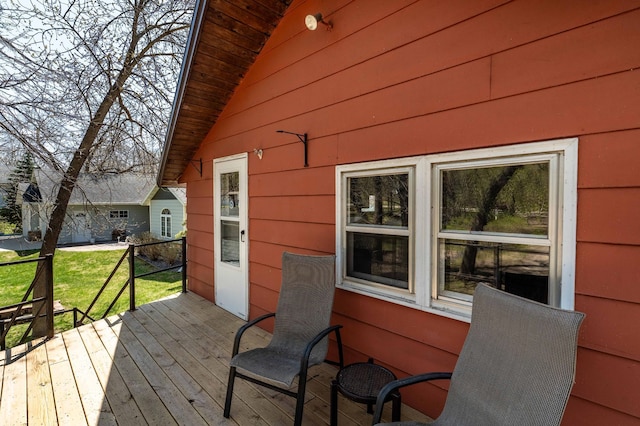 23711 Clarissa Haven Dr, Girard Twp, MN 56551 - wooden terrace with a lawn