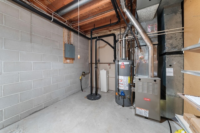 38546 Grand Ave, North Branch, MN 55056 - utilities with gas water heater, electric panel, and heating unit
