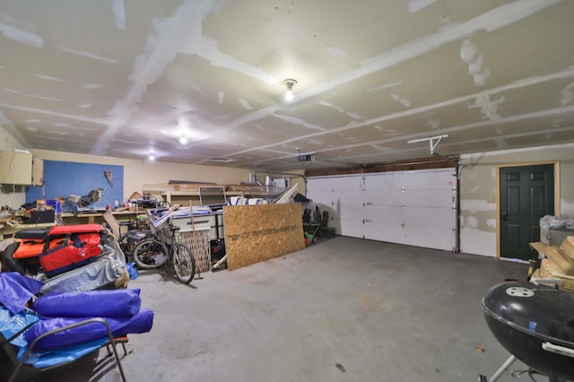 garage with a garage door opener