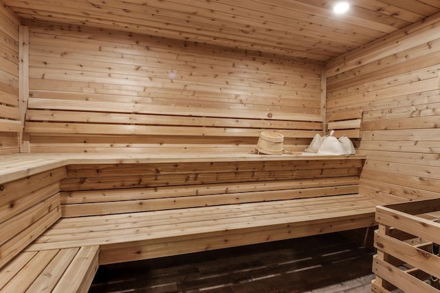 29917 Bay Dr, Danbury, WI 54830 - relaxing sauna / steam room with wooden walls and wooden ceiling