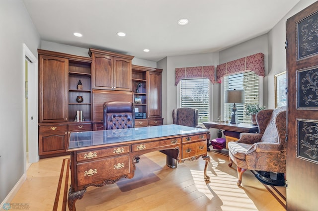 4126 Timberline Dr S, Fargo, ND 58104 - office with recessed lighting, light wood-style flooring, and baseboards