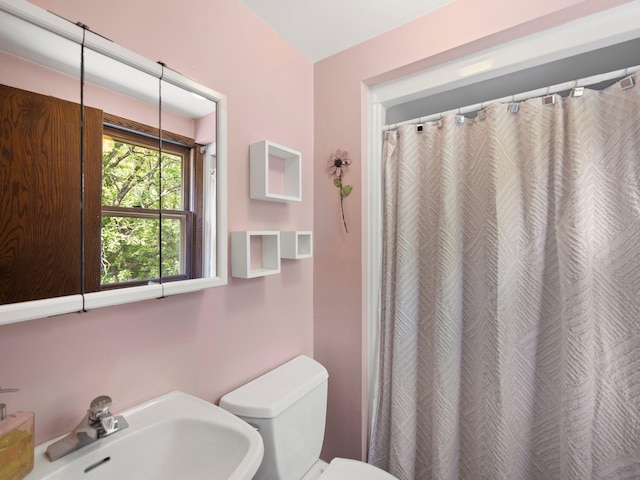 12576 Ridgewood Dr NW, Elk River, MN 55330 - full bath with toilet, a sink, and curtained shower