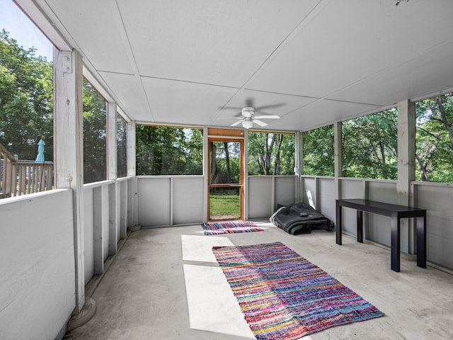 12576 Ridgewood Dr NW, Elk River, MN 55330 - unfurnished sunroom with a ceiling fan