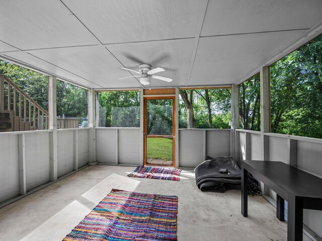 12576 Ridgewood Dr NW, Elk River, MN 55330 - sunroom / solarium featuring ceiling fan and healthy amount of natural light