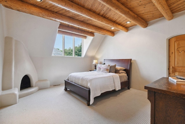 1721 Mount Curve Ave, Minneapolis, MN 55403 - carpeted bedroom featuring wood ceiling with exposed beams and recessed lighting