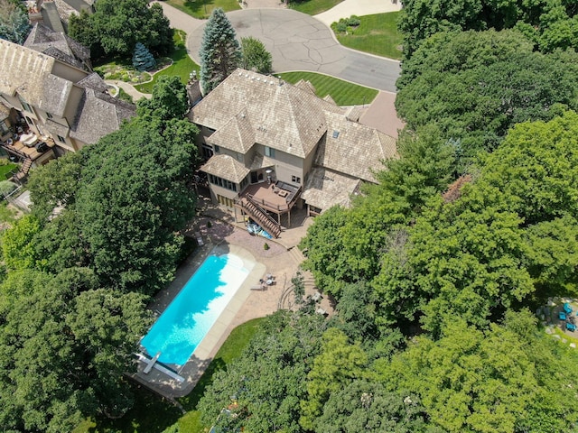 aerial view of a pool