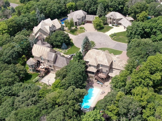 aerial view of a pool area