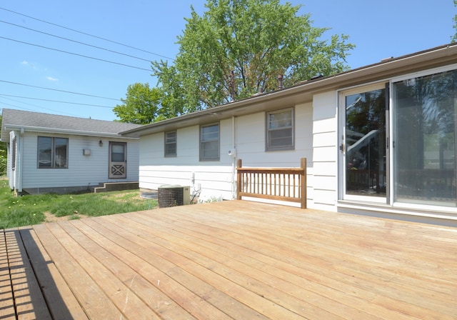 wooden terrace with central AC unit