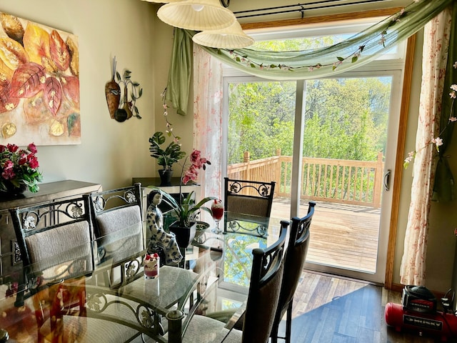 dining area featuring wood finished floors