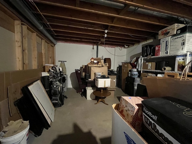 view of unfinished basement