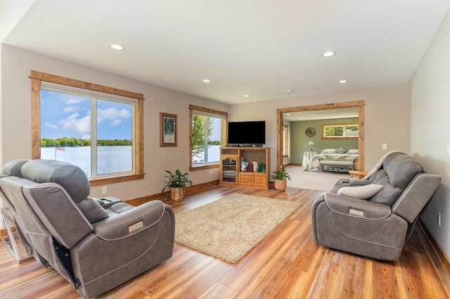 27667 Bay Shore Dr NW, Isanti, MN 55040 - living room with light wood-style flooring, recessed lighting, and baseboards