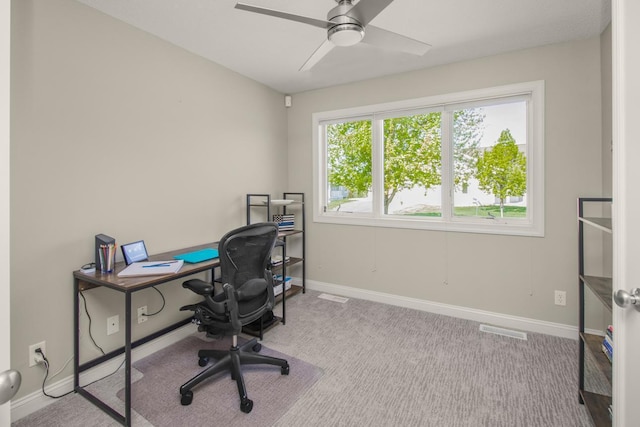 5057 Linden Trl N, Lake Elmo, MN 55042 - home office featuring carpet floors, ceiling fan, and baseboards