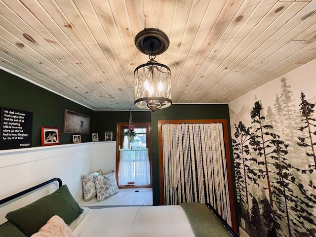 506 2nd St S, Tower, MN 55790 - bedroom with a closet, a chandelier, and wooden ceiling