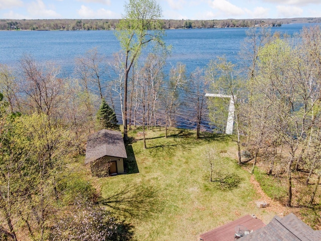 bird's eye view of a nearby body of water