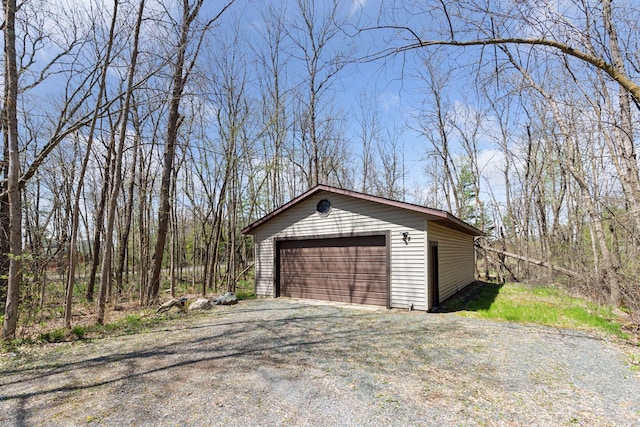 view of detached garage