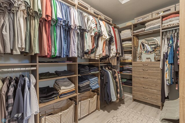 walk in closet featuring wood finished floors