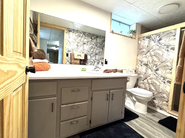 23479 State 200, Itasca Twp, MN 56676 - full bath with vanity, wood finished floors, toilet, and a shower with curtain