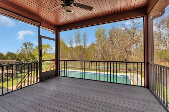1901 11th St N, Sartell, MN 56377 - deck featuring ceiling fan and a pool