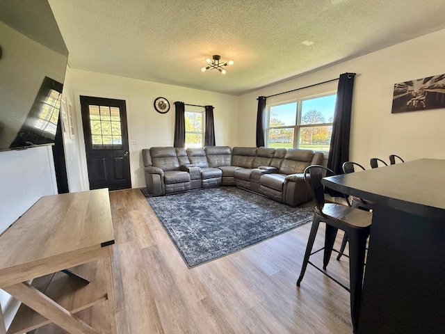 513 Water Ave N, Saint Hilaire, MN 56754 - living area featuring a textured ceiling, wood finished floors, and healthy amount of natural light