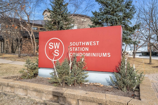 view of community sign