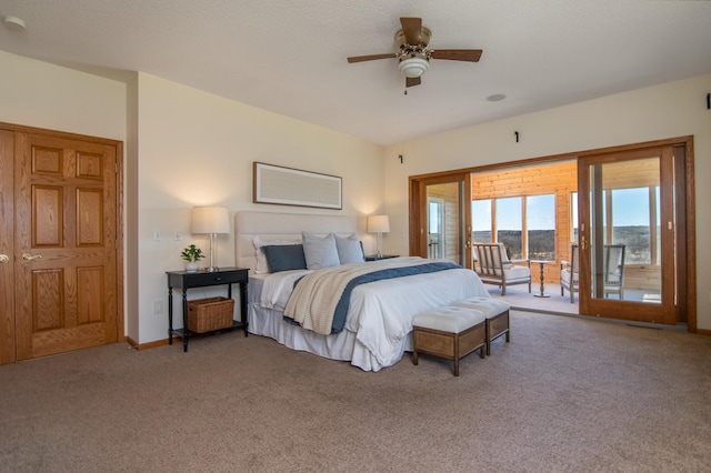 532 150th St, Alden Twp, WI 54001 - carpeted bedroom featuring access to outside, baseboards, and ceiling fan