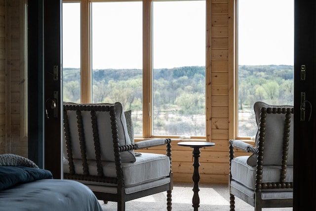 532 150th St, Alden Twp, WI 54001 - sitting room featuring healthy amount of natural light, a forest view, and carpet