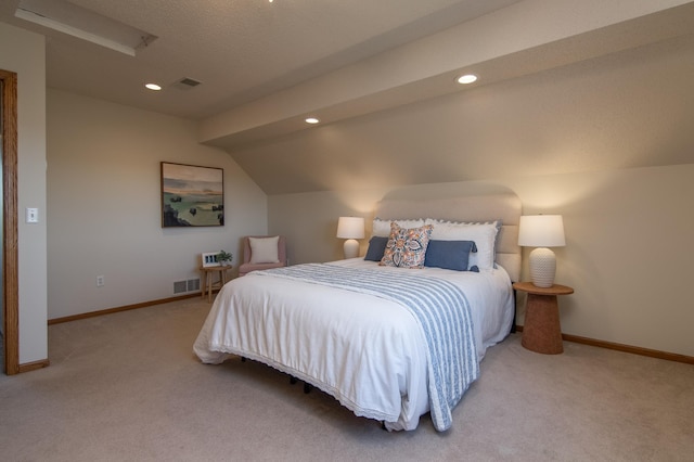 532 150th St, Alden Twp, WI 54001 - bedroom with carpet floors, lofted ceiling, baseboards, and recessed lighting