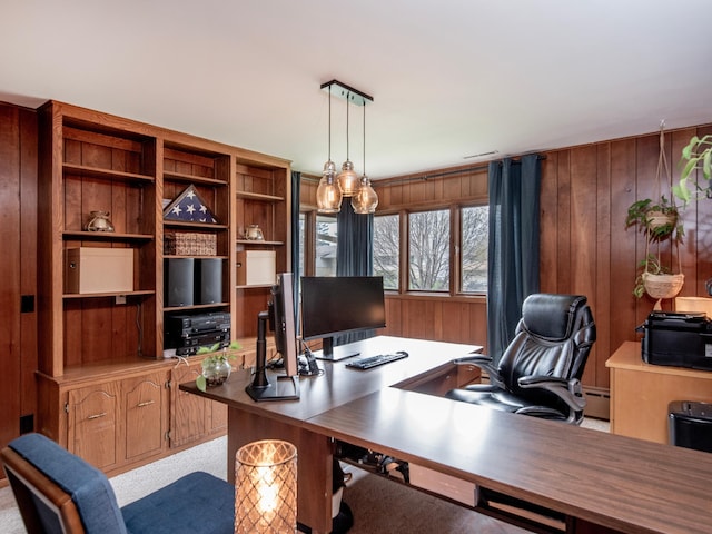 3509 Coolidge St NE, Saint Anthony, MN 55418 - office space featuring wood walls and a baseboard radiator