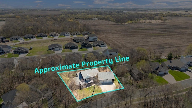 701 Chalupsky Ave SE, New Prague, MN 56071 - aerial perspective of suburban area featuring property parcel outlined