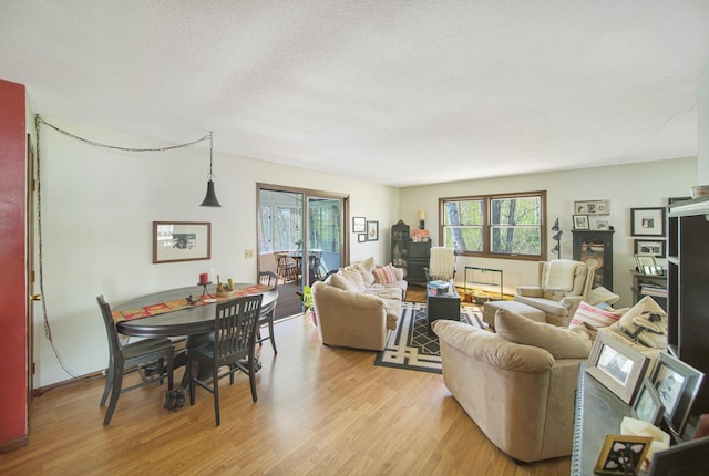 1418 345th Ave, Frederic, WI 54837 - living room with light wood-type flooring and a textured ceiling