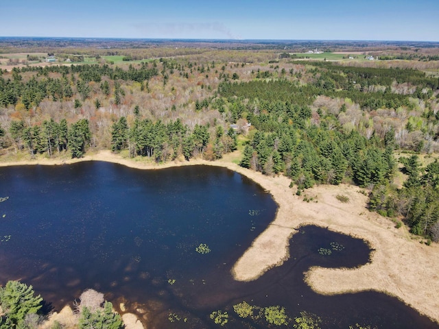 1418 345th Ave, Frederic, WI 54837 - aerial overview of property's location featuring a forest and a nearby body of water