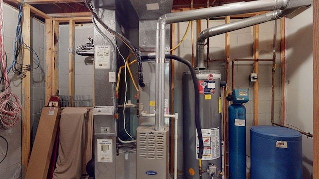 utility room featuring water heater