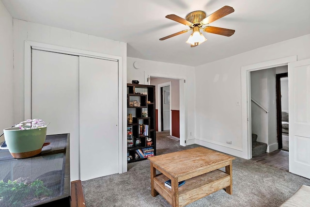 706 Broad St, Mankato, MN 56001 - bedroom featuring carpet, a closet, and ceiling fan