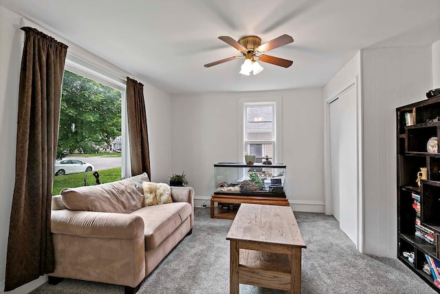 706 Broad St, Mankato, MN 56001 - carpeted living area featuring healthy amount of natural light and ceiling fan