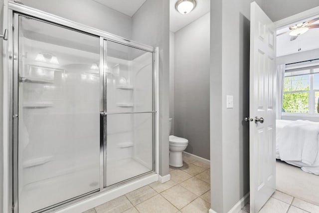 8172 Virginia Ln, Savage, MN 55378 - full bath featuring connected bathroom, toilet, a shower stall, and tile patterned floors