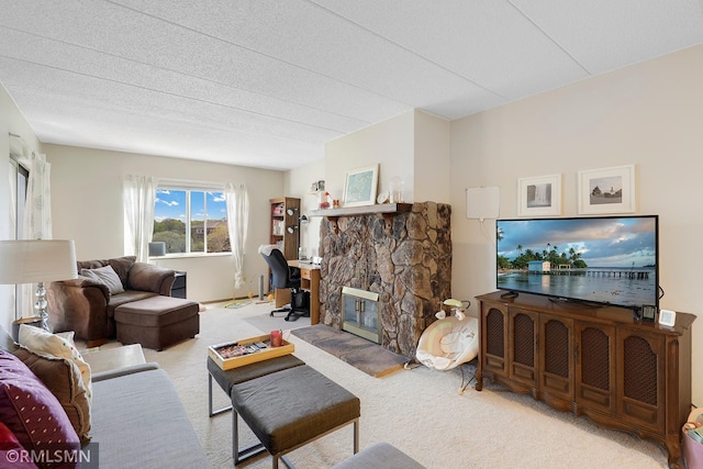 3300 Louisiana Ave S Unit 517, Saint Louis Park, MN 55426 - living room with carpet floors and a stone fireplace