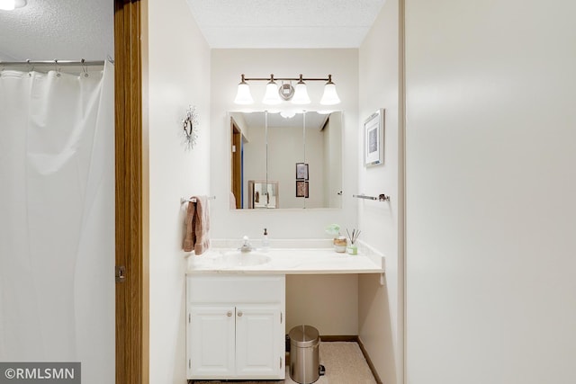 3300 Louisiana Ave S Unit 517, Saint Louis Park, MN 55426 - bathroom featuring vanity, a textured ceiling, and a shower with curtain