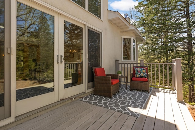 wooden deck with french doors