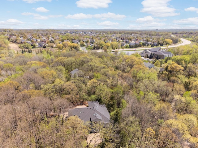 aerial view of a heavily wooded area