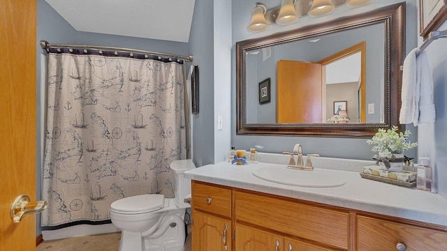 2647 Olive Ln, Sauk Rapids, MN 56379 - full bathroom featuring vanity, toilet, and a shower with shower curtain