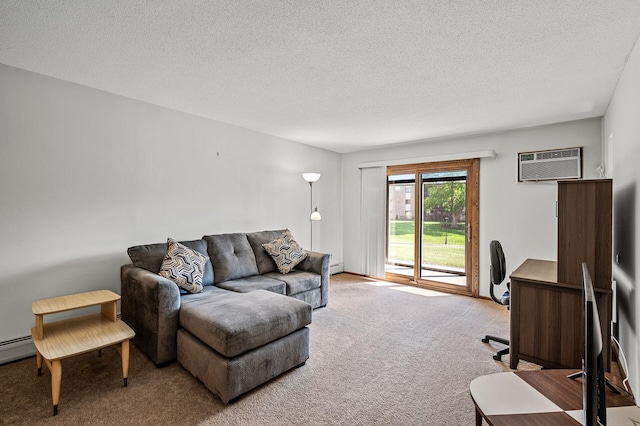 2700 Oxford St N Unit 102, Roseville, MN 55113 - living area featuring a wall unit AC, carpet, a textured ceiling, and an office area